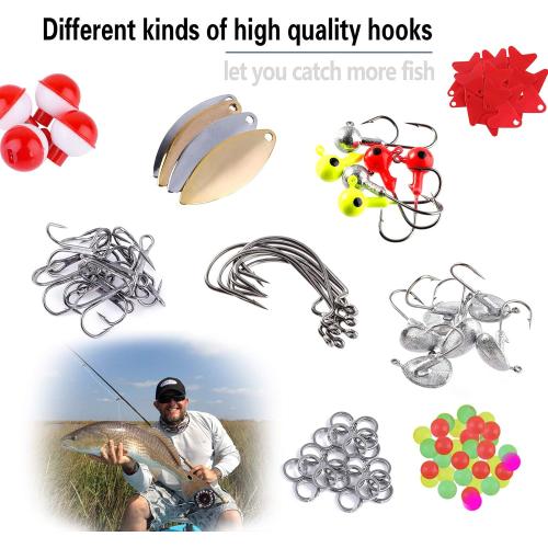 TOPFORT 187/343pcs Fishing Accessories Kit, Organized Fishing Tackle Box with Tackle Included, Fishing Hooks, Fishing Weights Sinkers, Fishing Gear and Equipment, Fishing Gift for Men