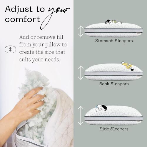 Coop Home Goods Eden Cool Adjustable Pillow, King Size - Adjustable Memory Foam with Gel Infusion - Soft Breathable Lulltra Fabric - Ideal for All Sleepers - Eco-Friendly CertiPUR-US Certified