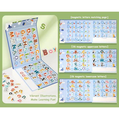 Magnetic Letters Alphabet ABC Magnets Uppercase Lowercase Letters Matching Puzzle Book Educational Preschool Learning Spelling Games Toy for Toddlers Kids 3 4 5 Years Old
