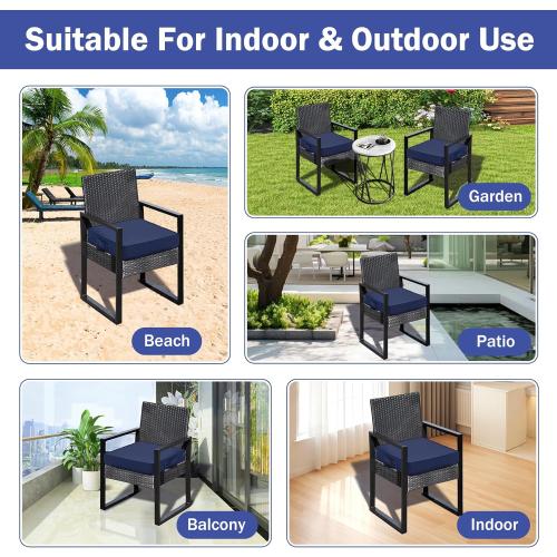 Outdoor Chair Cushions Set of 4, Waterproof Patio Chair Cushions, 19 x 19x 3 Patio Cushion for Outdoor Furniture, Outdoors Seat Cushion for Patios Furniture with Handle and Ties, Navy Blue