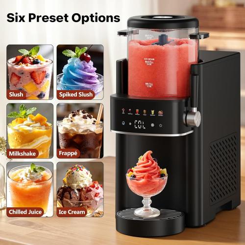 Slushie Machine for Home, Ice Cream Maker, 40OZ Capacity, Black | Slushy Margarita Frozen Drink Soft Serve Ice Cream Machine, 6 Preset, No Ice Needed, Fast Freeze, Temp Control, Easy to Clean