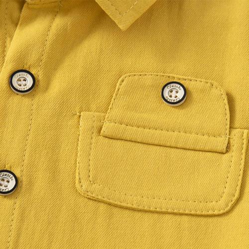 Kids Toddler (Size 100/56) Flannel Shirt Jacket Soild Long Sleeve Lapel Button Down Shacket Baby Boys Girls (Yellow, 2-3 Years)
