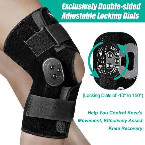 Hinged Knee Brace, Knee Immobilizer with Locking Dials & Side Stabilizers, Medical ROM Knee Brace for Knee Pain, Arthritis, ACL, PCL, MCL,Meniscus Tear, Injuries/Post OP, Prevent Hyperextension
