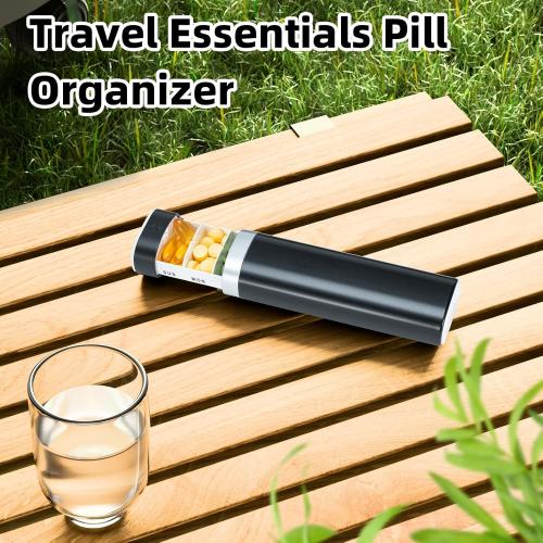 Weekly Pill Organizer 7 Day, Daily Pill Box, Travel Pill Case, Cute Pill Holder, Drawer-Shaped Medicine Box to Hold Vitamins, Medicines, Supplements, Pills Organizer(Black)