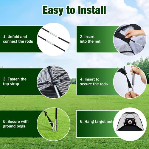 MoKo Golf Net with Practice Mat, 10 x 7 ft Golf Hitting Net for Outdoor Indoor Backyard Driving Chipping Swing Training, All-in-One Multi-Target Training Aid Practice Nets with Tri-Turf Mat & Balls