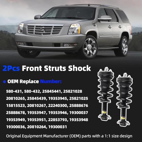Generic 19353951 580-435 2Pcs Front Struts Shock Absorber Assembly w/Magnetic with Electronic Suspension Compatible with 2007-2014 Cadillac Escalade Chevy Tahoe Suburban Gmc Yukon Sierra 1500
