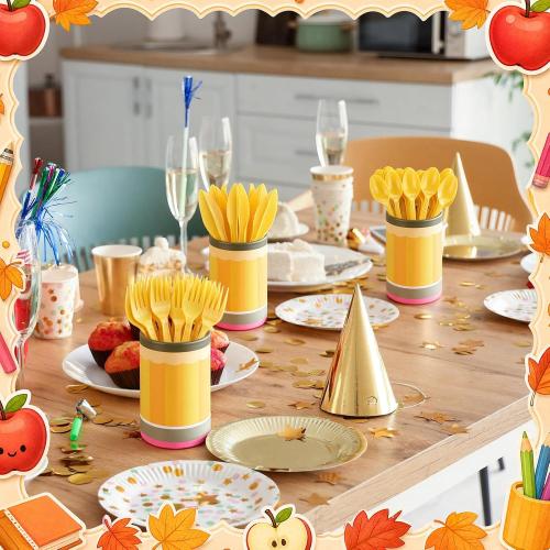 3 Sets Back to School Party Supplies with Cutlery Set