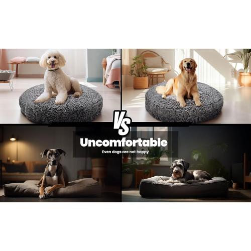 Muddy Mat® Cloud K-9 Dog Beds for Large Dogs & Cats, Soft & Relaxing Round Dog Bed, Chenille Material, Removable Cover, Washable & Dryer Safe – Grey Large (40x40)