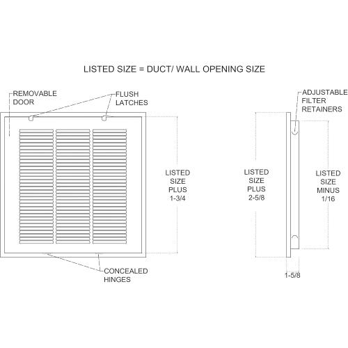 Fits Size  20x30 Duct Opening | Filter Included Steel Return Air Filter Grille by Handua [Removable Door] for 1-inch Filters | Vent Cover Filter Grill | White | Outer Dimensions: 22 5/8W X 32 5/8H
