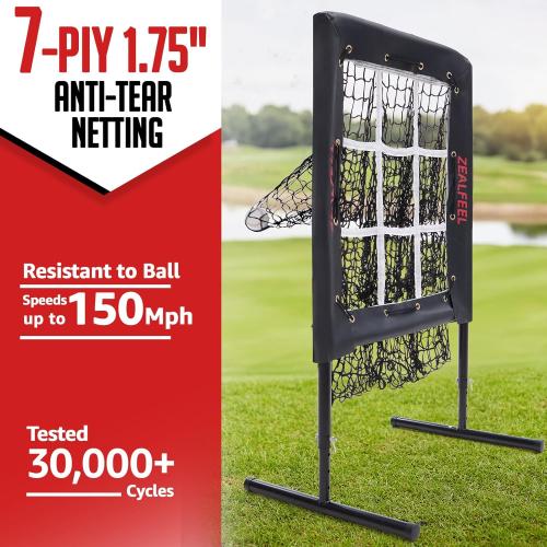 ZEALFEEL 9 Hole Baseball Pitching Net with Strike Zone & Carry Bag | 5 Height Adjustable, Durable Tear-resistant Netting, Lightweight & Quick Setup, Baseball Softball Training for Teens & Adults