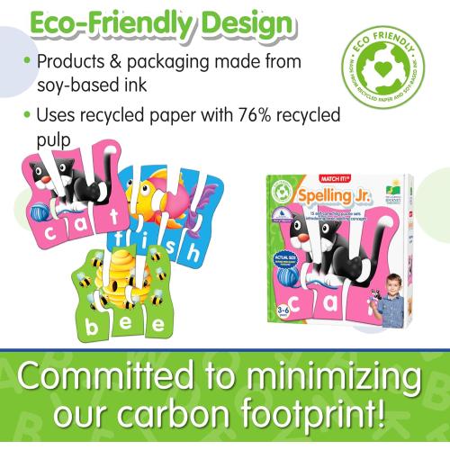 The Learning Journey - Match It! Spelling Jr. - 15 Piece Self-Correcting Spelling Puzzle for Three and Four Letter Words with Matching Images - Word Puzzles for Kids Ages 3-5 - Award Winning Toys