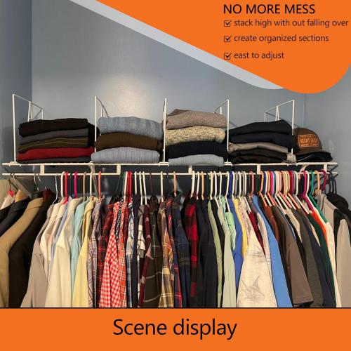 shelf dividers, create 40% more closet space, Set of 8, 12 inch wire shelf dividers, closet organizers and storage,supremely sturdy,closet shelf organizer,Will not break,closet dividers,No Tool,White