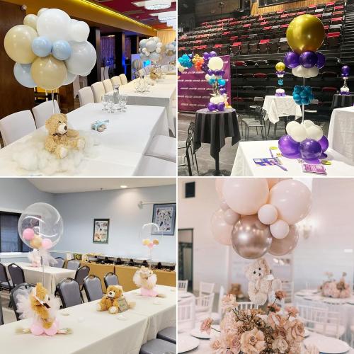 10 Pack Acrylic Balloon Stands for Table, 15.75 Inch Height Balloons Centerpiece for Tables with Base, Balloon Stick Holder for Wedding, Baby Shower, Birthday Party Decoration