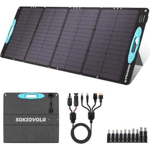 N-Type 16BB 160W 18V Portable Solar Panels for Power Station,25% High Conversion Efficiency ETFE Foldable Solar Panel Charger with Adjustable Kickstand Solar Panel for Camping Outdoor RV