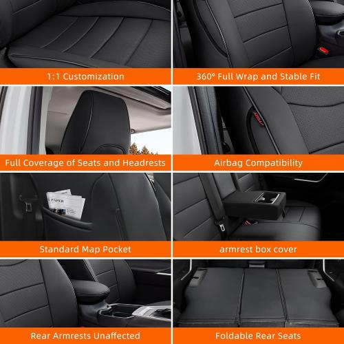 Custom Fit Tundra Seat Covers for 2022–2026(CrewMax & Double Cab) | Full Set for SR, SR5, Limited, Platinum, 1794, TRD Pro, Capstone, Fits Gas & Hybrid, Waterproof Leatherette,Pet & Kid,Black