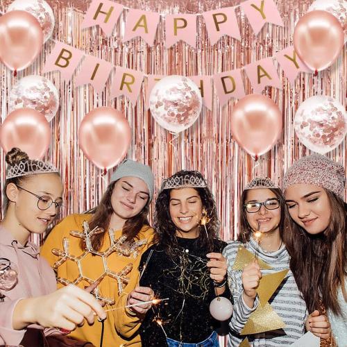 Sweet 16 Party Decorations for Girls, Happy 16th Birthday Banner Cake Topper Balloons Sash and Tiara, Rose Gold 16 Birthday Party Supplies for Girls