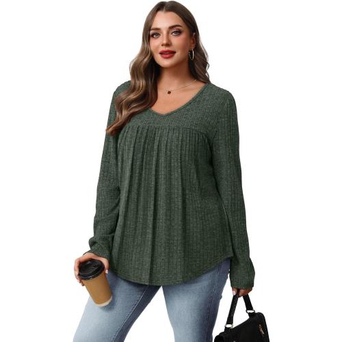 WIHOLL Long Sleeve Shirts for Women V Neck Lightweight Sweaters Casual Tunic Tops Outfits Fall Fashion Spring Clothes 2026 teal ? large