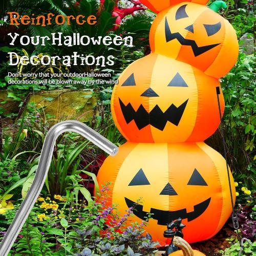 30 Pcs 10 in Stakes for Inflatables Set, Metal Inflatable Stakes Heavy Duty with Hooks, Ropes, Cord Adjuster, Ground Stakes Inflatables for Halloween Christmas Thanksgiving Outdoor Yard Decorations