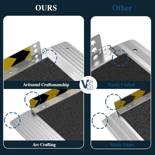 Portable Wheelchair Ramp 4FT, Non-Slip Aluminum Folding Handicap Ramp for Home Steps, 600LBS Capacity Threshold Ramp for Doorways, Stairs, Scooters