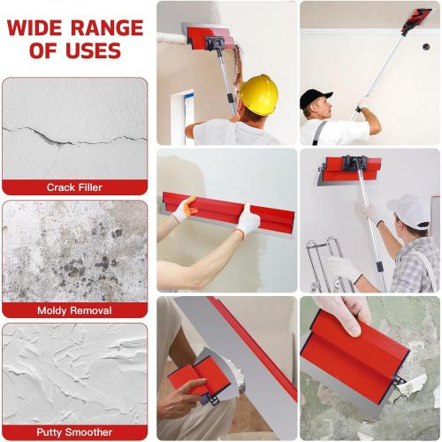 DEKEones Drywall Skimming Blade Set with Portable Case, Stainless Steel 6, 10,16, 24&32 Skimming Blades with 28-62 Extension Handle, Drywall Finishing Tools for Plasterboard and Wallboard