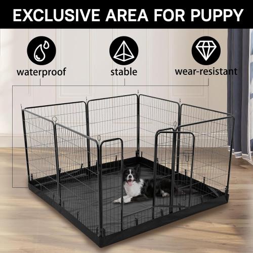 PJYuCien Dog Playpen Plus Storage Bag, 31.3 H 8 Panels Puppy Pen with Square Bottom, Heavy Duty Dog Fence for Puppies/Small Dogs