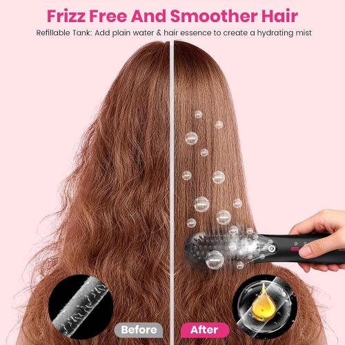 Wireless Straightener Comb with Spray Mist - 3 in 1 Straightening Brush, 3 Temp Settings, 3000mAh Rechargeable, 50 Min Runtime, for All Hair Types