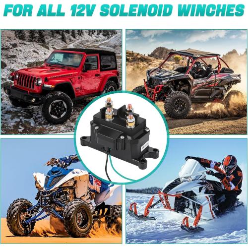 KanSmart Winch Solenoid Relay Contactor 12V 250A Winch Relay Thumb Truck for ATV UTV Boat 4x4 Vehicles 3000-5000lbs Winch with 6 Protecting Caps - Replacement 63070 62135 74900 2875714 70715
