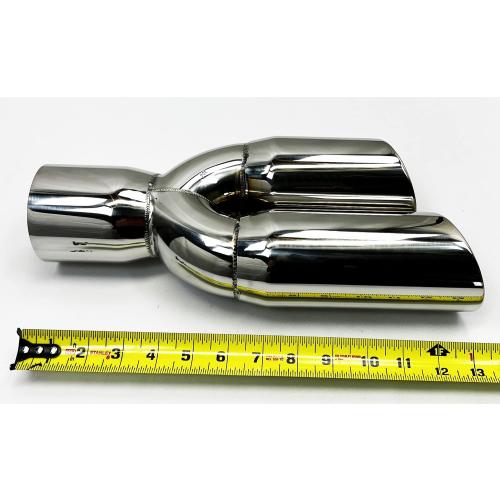 Exhaust Tip 2.5" Inlet Brand New Staggered 4" Outlet Slant Cut Dual Twin Round