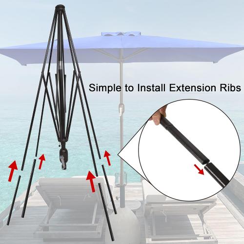 Rectangular Patio Umbrella, Table Market Umbrella with Tilt and Crank, Outdoor Umbrella for Garden, Deck, Backyard, Pool and Beach