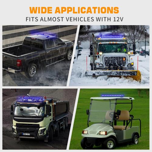 37 Inch 104 LED Roof Blue Emergency Lights Magnetic Strobe Lights | Top Double Side Traffic Advisor Warning Flashing Safety Light Bar w/ Controller for Vehicles Trucks