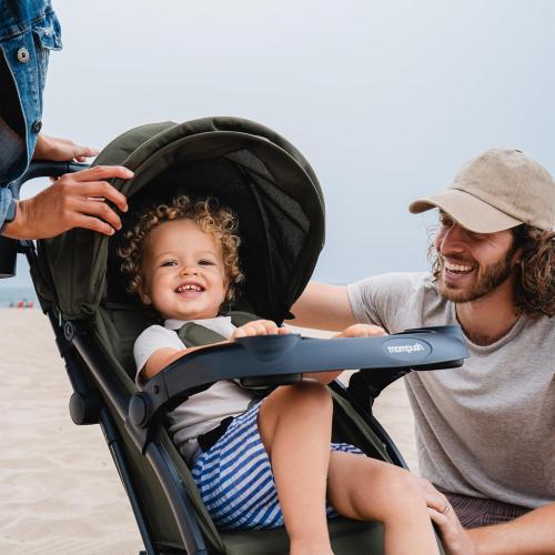 Mompush Lithe V2 Lightweight Travel Stroller, Compact Foldable Baby Stroller with Travel Bag, One-Hand Fold Stroller, Snack Tray, Mechanical Recline Seat, Airplane-Ready, UPF 50  Canopy & Rain Cover