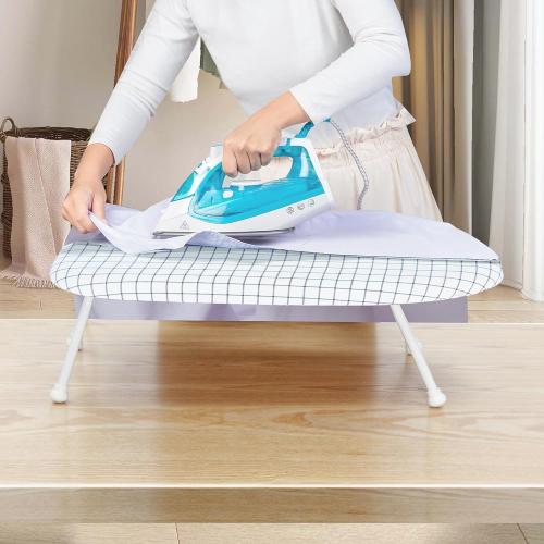 STORAGE MANIAC Tabletop Ironing Board with Folding Legs, Extra Wide Countertop Ironing Board with Cotton Cover, Portable Mini Ironing Board for Sewing, Craft Room, Household, Dorm, White