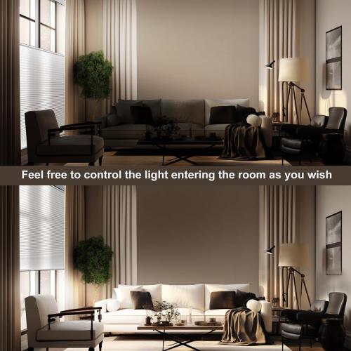 CREAM AND WHITE Boolegon Top Down and Bottom Up Light Filtering Cellular Shades Cordless Honeycomb Blinds for Windows Custom Size, White, Any Size