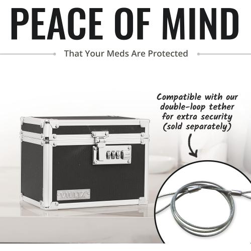 Vaultz Medicine Lock Box - 5 x 7 x 5 Inches - Secure Cabinet Safe with Combination Lock - Ideal for Medications and Small Valuables - Black