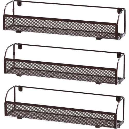 Simple Houseware Wall Mounted Spice Rack Shelves Organizer, Bronze, 3-Pack