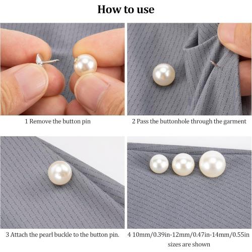 ZENGLU 8 Sets 12mm No-sew Pearl Buttons, Detachable Reusable Pins, Fixed Brooches, DIY Sweater Buttons, Woolen Sweaterspearl Button Set, for Women (Pearl, 12mm)