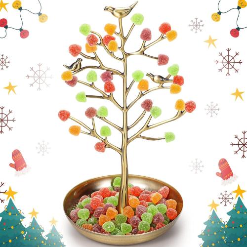 Soaoo Festive Gumdrop Tree Christmas Nostalgic Gum Drops Artificial Tree for Table Centerpiece Christmas Decorations for Tabletop Display Ornament Candy Themed Party Supplies Xmas (Antique Gold)