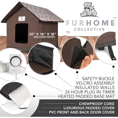 Outdoor Cat House - Heated Cat House for Outside - Waterproof & Insulated for Outdoor Cats - Elevated Design for Warm, Safe Shelter - Easy Assembly - Suitable for Feral Cats in Winter