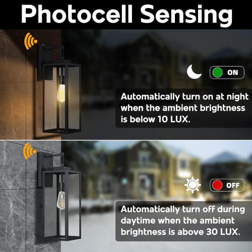 22 Inch Outdoor Wall Light Dusk to Dawn, Extra Large Wall Lantern for House Exterior Wall Sconce with Sensor, Photocell Porch Light for House Outside Garage Patio Lighting, E26 Socket, 1 Pack