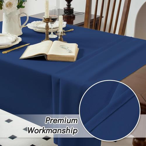 2 Pack Navy Tablecloth - 60 x 120 Inch Rectangle Table Cloth, Waterproof and Wrinkle Resistant Washable Polyester Table Cover for Dining, Buffet Parties and Camping