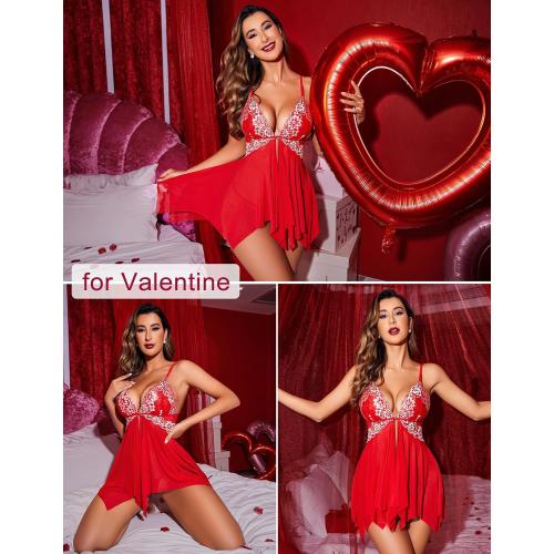 Size xxl...Avidlove Women Lace Lingerie Front Closure Babydoll V Neck Nightwear Sexy Chemise Nightie