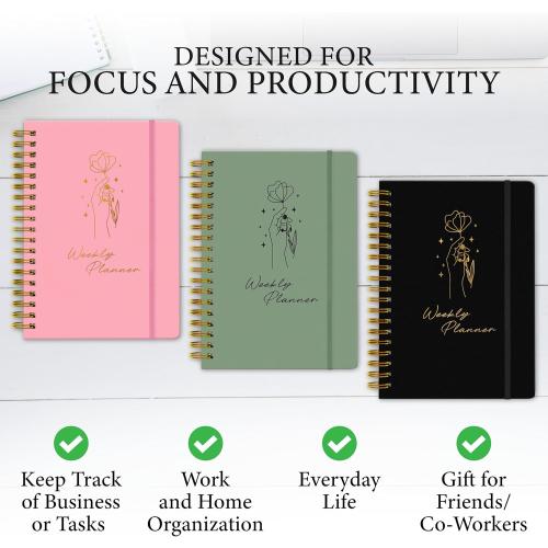 Undated Weekly Planner – Minimalist Daily Planner Notebook for Work, Home & Daily Writing | Simple Matte Planner for Goals, Appointments, Notes & Productivity, Elegant Cardstock Pages, Pink