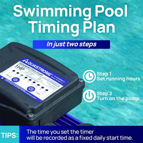 Aquastrong 1HP In/Above Ground Pool Pump with Timer, 115V, 6100GPH, High Flow, Powerful Self Primming Swimming Pool Pumps with Filter