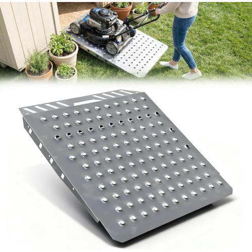Heavy-Duty shed ramp 1500LB Galvanized Steel Perforated Plate ramp with Anti-Slip Design, Suitable for lawnmowers, All-Terrain Vehicles,and Garage Door Sills. (Silver, 1PC (29 L x 24 W))