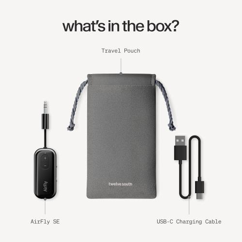 Twelve South AirFly SE, Bluetooth Wireless Audio Transmitter Adapter, Black