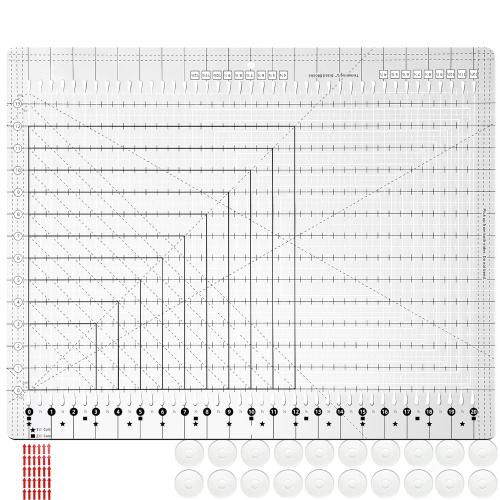 17-3/4 x 22in XL Slotted Quilting Ruler, Particularly Precise & Not Easy to Break, Quilting Templates Supplies for Fabric Strip, Rotary Cutting, Sewing, Patchwork and Crafting-1 Year