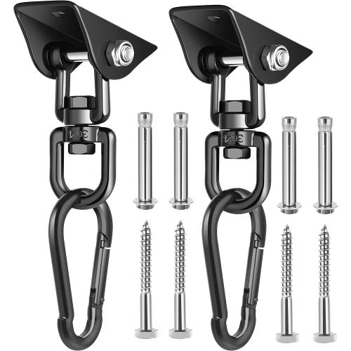 Porch Swing Hanging Kit, 360°Rotating 1200 lb Capacity Hanger for Porch Swing, Hammocks, Swing Chair (2 Pack)