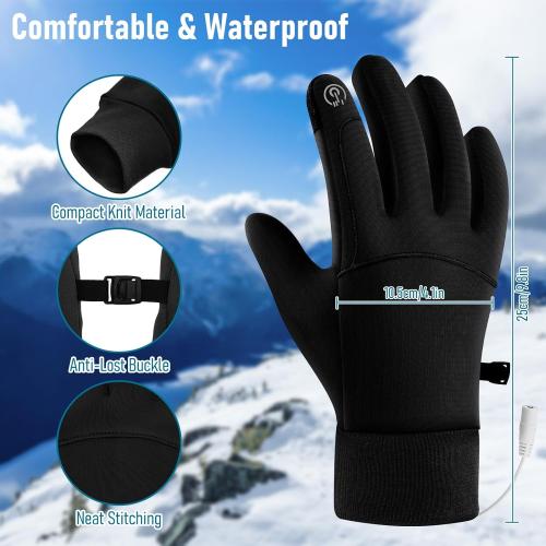 Heated Gloves for Men Women, Continuous USB Power Full Finger Hand Warmers 3 Levels Temperature Thermal Heated Mittens Double-Sided Heating Winter Gifts for Outdoor Skiing Cycling Hiking