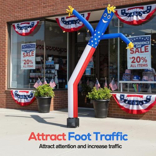 6ft American Flag Inflatable Waving Tube Man with Blower | Ideal for Business Promotion, Grand Openings, and Outdoor Events. Eye-catching Inflatable Tube dancer for Advertising