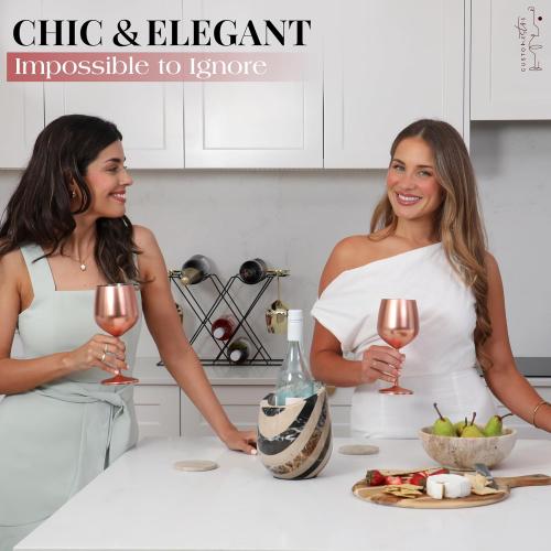 Gusto Nostro Marble Wine Chiller Bucket - 750ml Wine Bottle Cooler and Champagne Chiller for Party, Kitchen, Bar Cart Decor to Chill & Keep Bottles Cold - With Unique Wine Lovers Gift Box